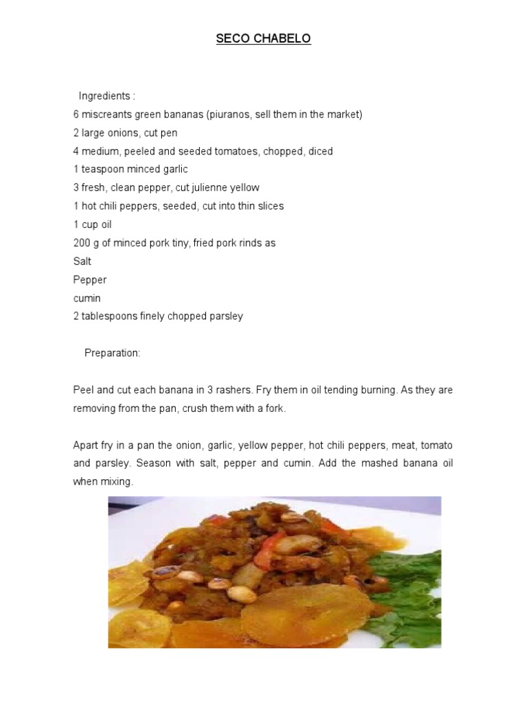 Peruvian Recipes: Seco Chabelo & Ceviche | PDF | North American Cuisine ...