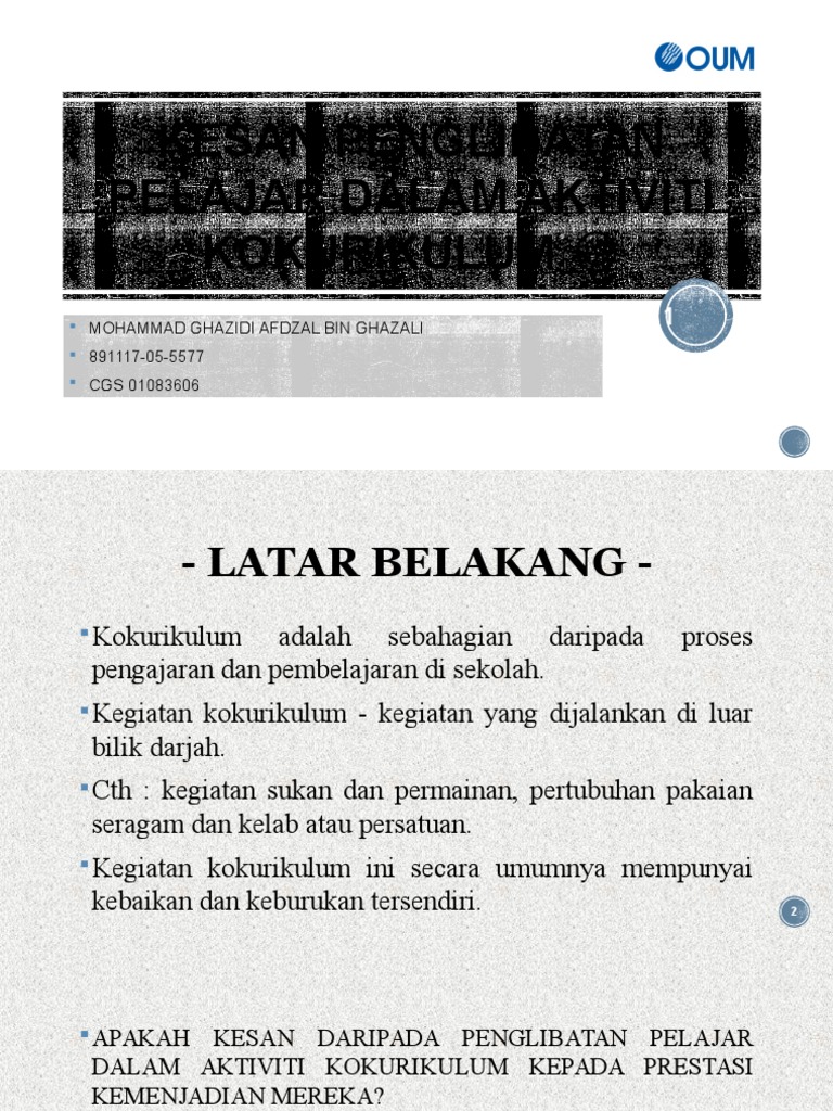 Kesan Penglibatan Pelajar Dalam Aktiviti Kokurikulum