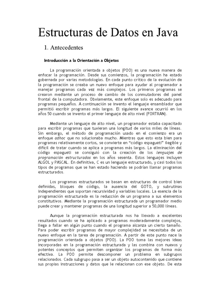Ejemplos de Estructuras de Datos en Java | PDF | Objeto (informática ...