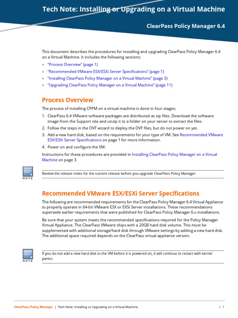 ClearPass 6.4 VM Installation Guide | PDF | Operating System Technology ...