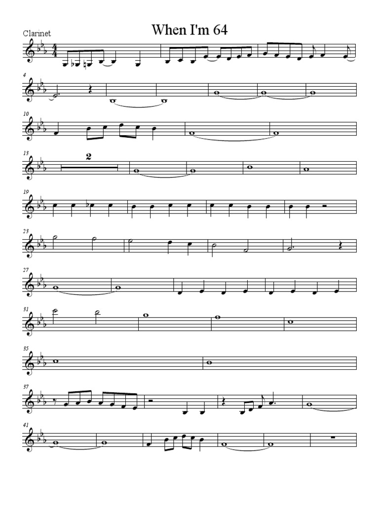 When I'm 64 - Clarinet