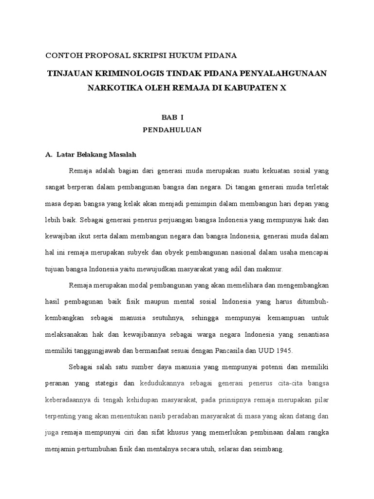 Contoh Proposal Skripsi Hukum Pidana Tentang Narkotika Docx