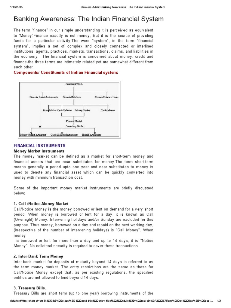 Indian Financial System Overview | PDF | Money Market | Financial Markets