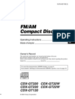 Fm/Am Compact Disc Player: CDX-GT320 CDX-GT32W CDX-GT220 CDX-GT22W CDX-GT120