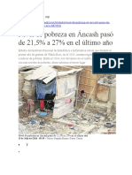 Pobreza en Áncash aumenta al 27