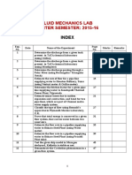 Fluid Mechanics Lab WINTER SEMESTER: 2015-16: Index