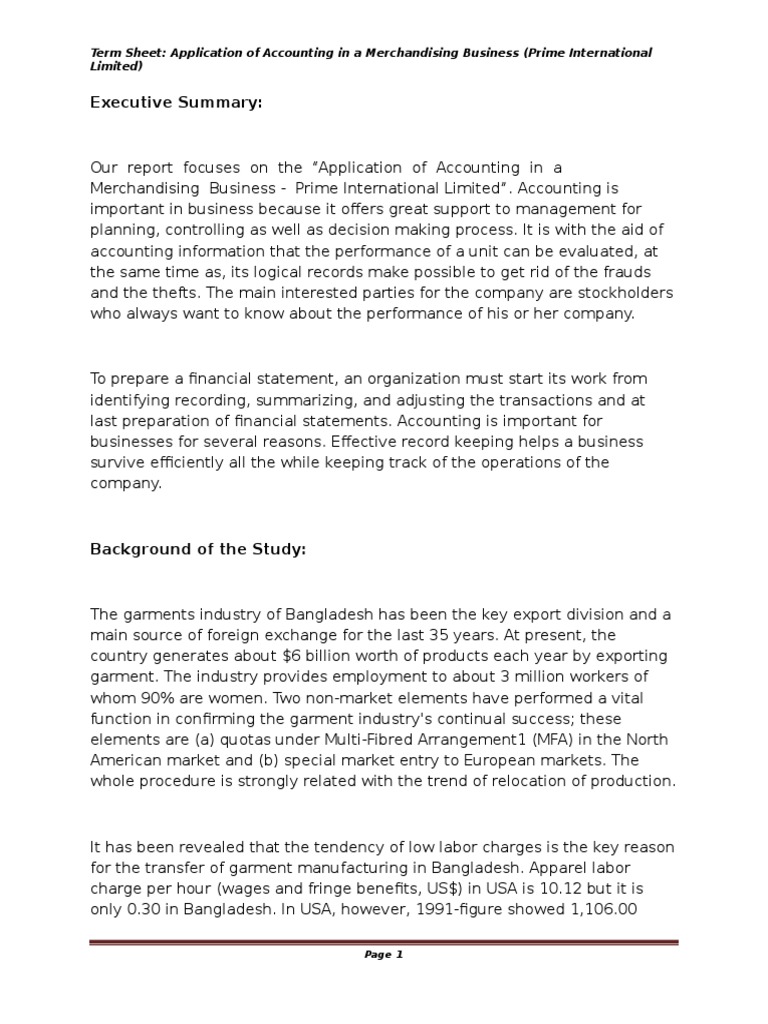 Term Paper On Accounting in Merchandising Business | PDF | Accounts ...