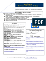 Math 7 Unit 1 Operations With Rational Numbers