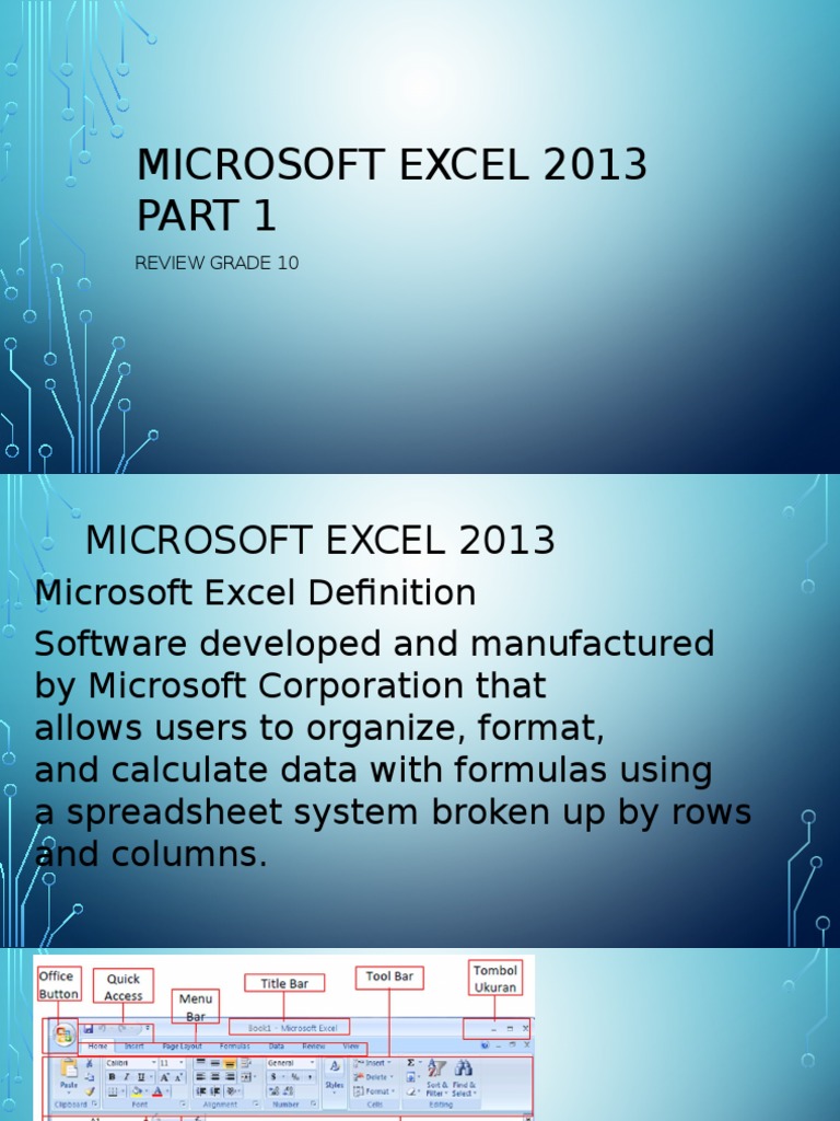 Excel 2013 Grade 10 Review Guide | PDF | Spreadsheet | Office Software