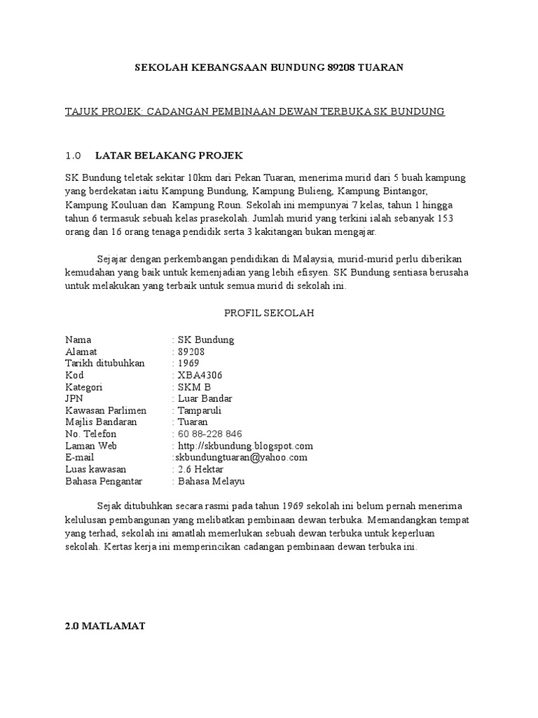 Projek Membina Dan Menyiapkan Sebuah Dewan Serbaguna Tertutup Di Ibu Pejabat Kesedar Gua Musang