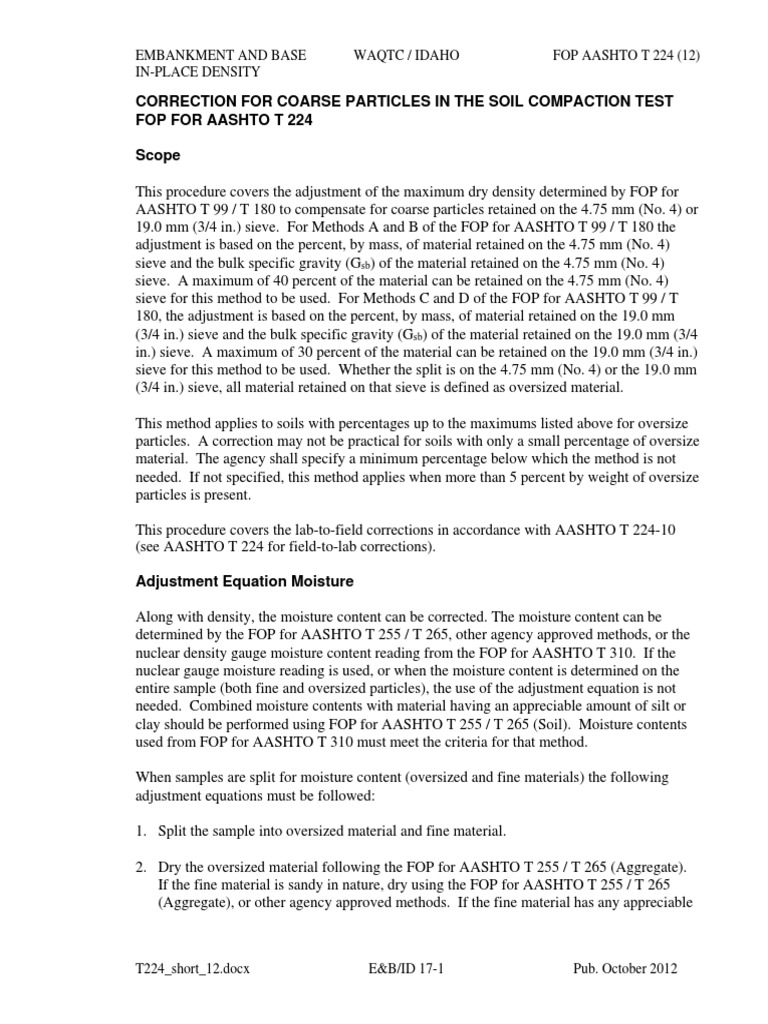 Soil Compaction Test Correction Guide | PDF | Density | Soil