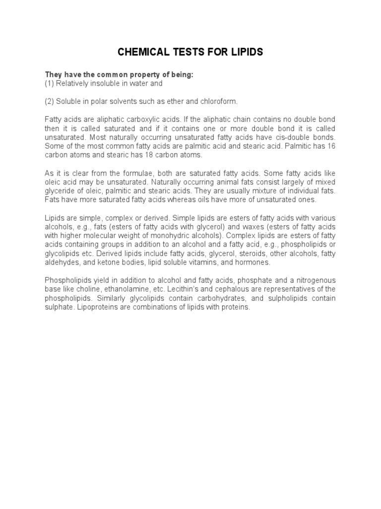 Lipid Test Fatty Acid Emulsion