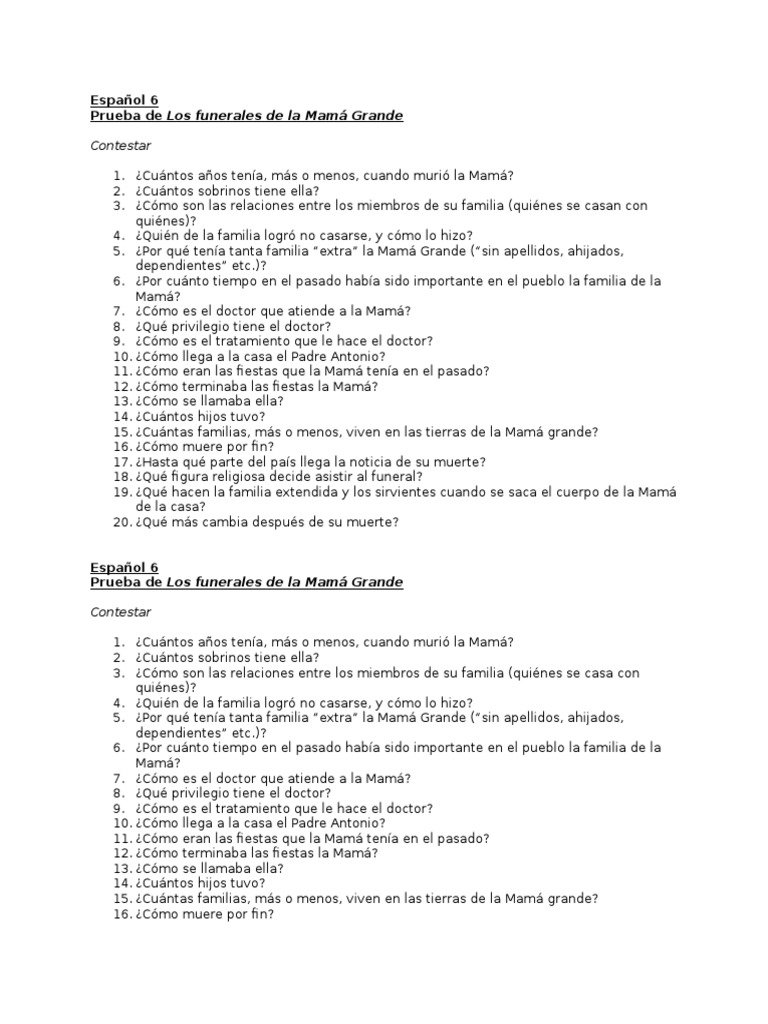 Prueba de Los Funerales de La