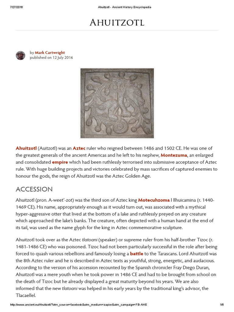 Ahuitzotl Ancient History Encyclopedia.pdf Aztec Rituals