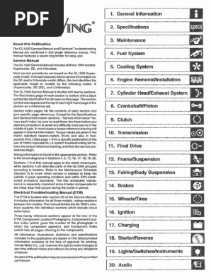 GL1500サービスマニュアル Honda GL 1500 SE Goldwing Service Manual 761 Pages - Etsy