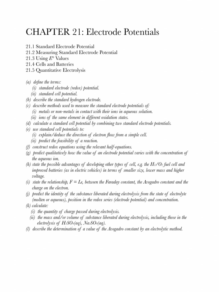 Chapter 21 - Electrode Potentials | PDF | Redox | Battery (Electricity)