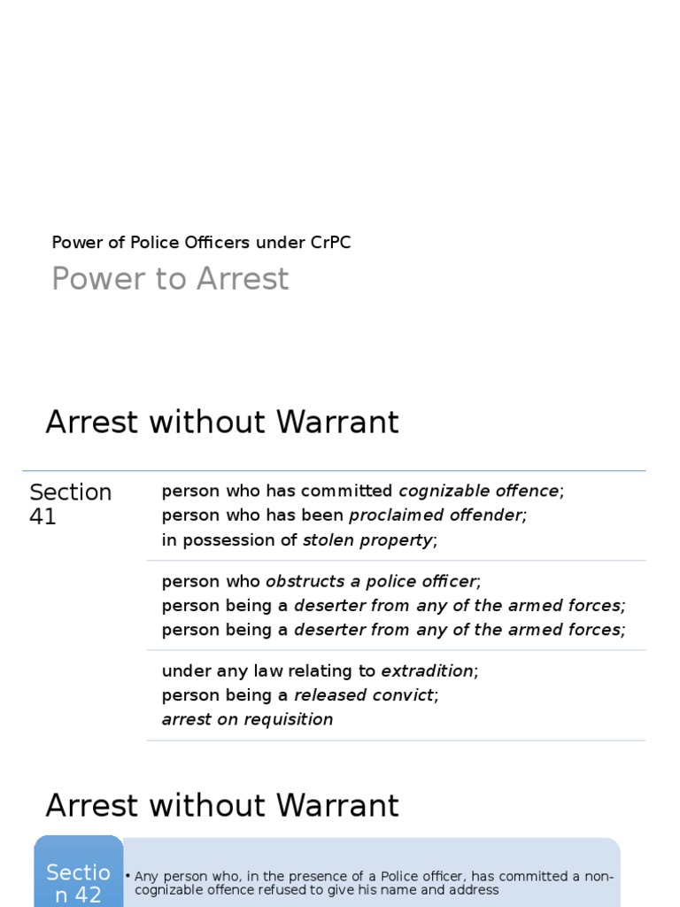 Police Powers Under CrPC Explained | PDF | Arrest | Bail