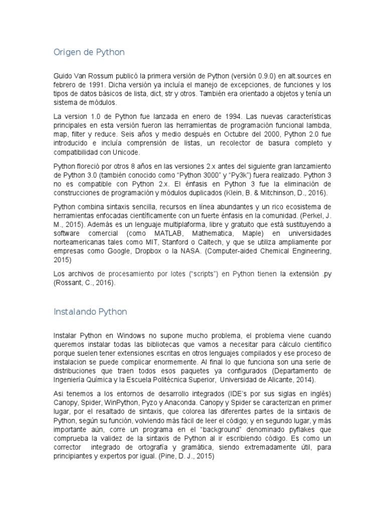 Descripcion de Python y de Jupyter Notebook | PDF | Extremos delantero ...