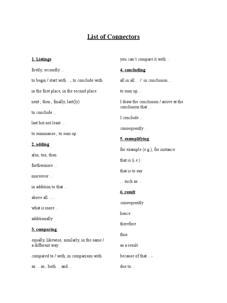 List of Connectors Guide | PDF
