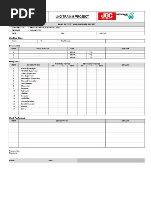 Daily Activity Report Template