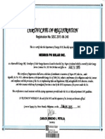 Department of Energy ("DOE") Certificate of Registration As RE Developer