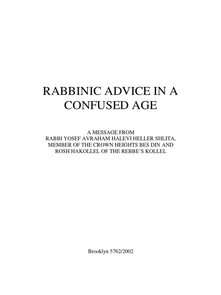 Rabbinic Advice in A Confused Age | PDF | Halakha | Rabbi