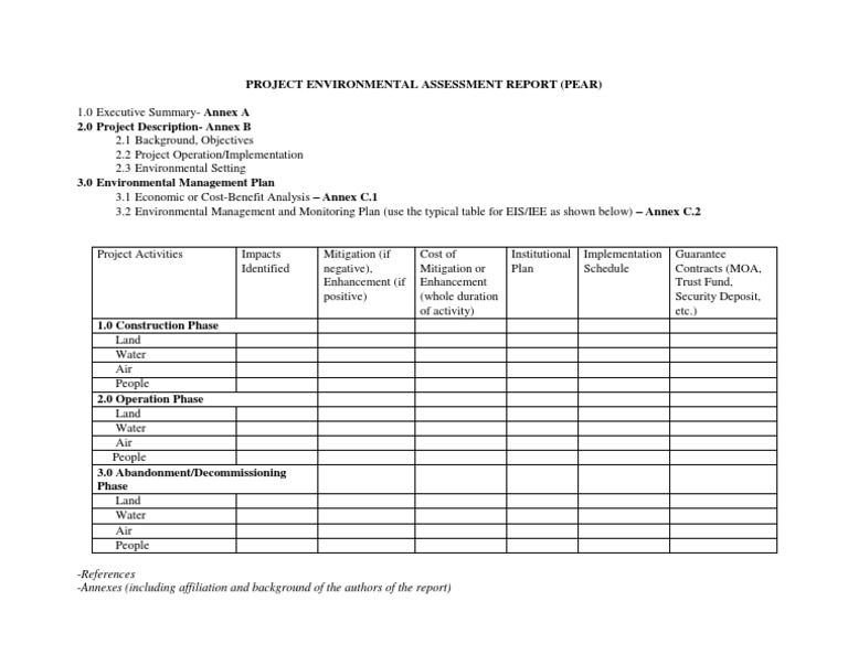 Project Environmental Assessment Report (Pear) | Download Free PDF ...