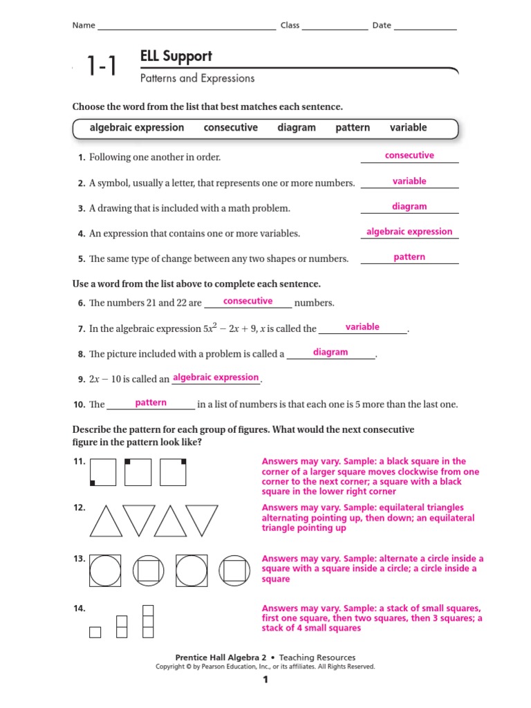 worksheet Prentice-hall Inc Worksheet Answers answers chapter 1 multiplication integer