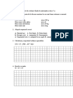 Test de Evaluare Finala La Matematica Clasa 5 CES