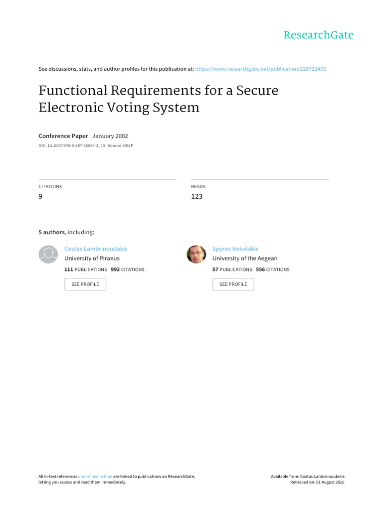 Secure Electronic Voting System Requirements | PDF | Use Case | Elections