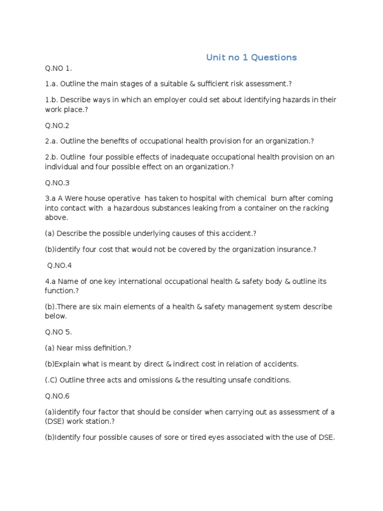 Occupational Health & Safety Assessment Guide | PDF | Occupational ...