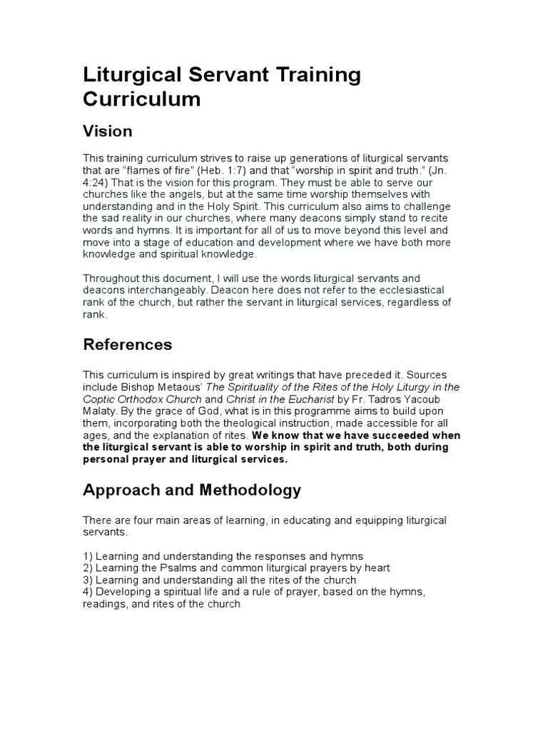 Liturgical Servant Training Curriculum | PDF | Eastern Orthodox Church ...