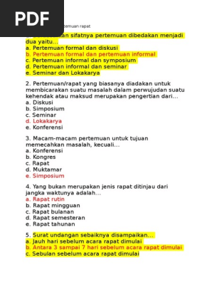 Soal Mengelola Pertemuan Rapat