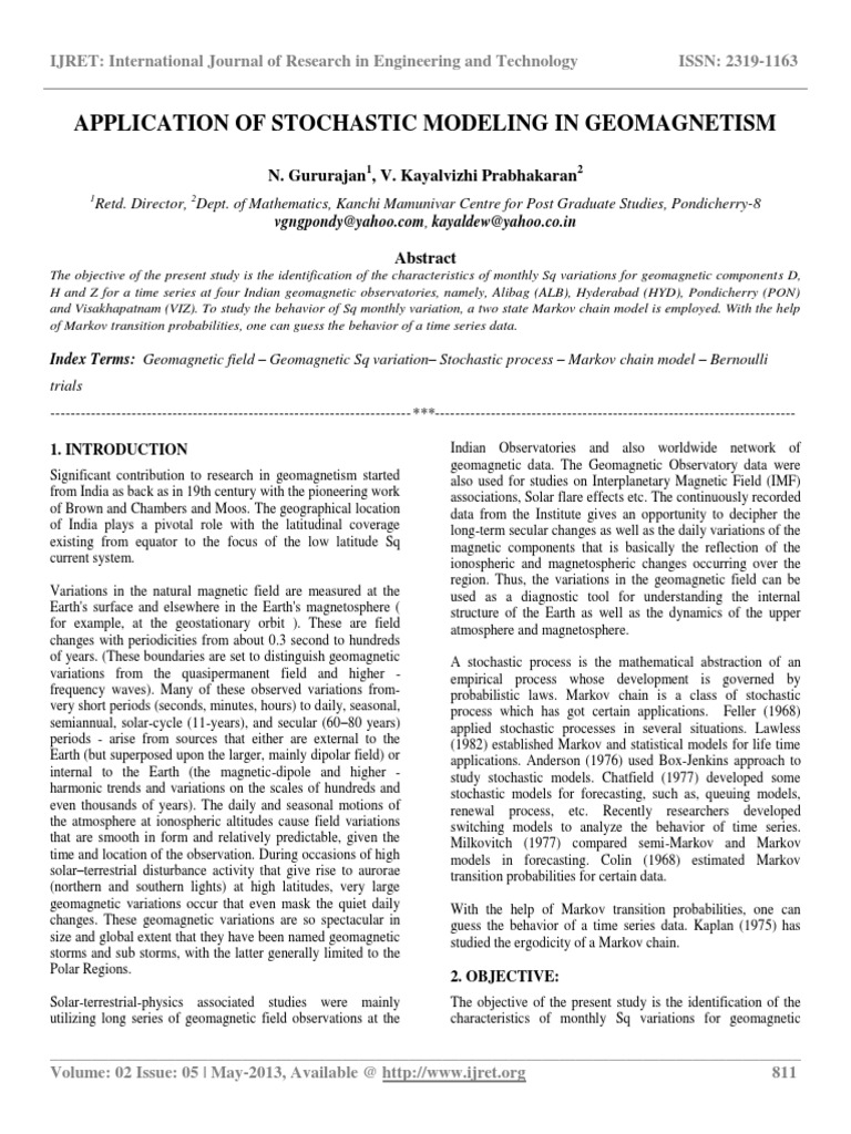 Application of Stochastic Modeling in Geomagnetism | PDF | Earth's ...