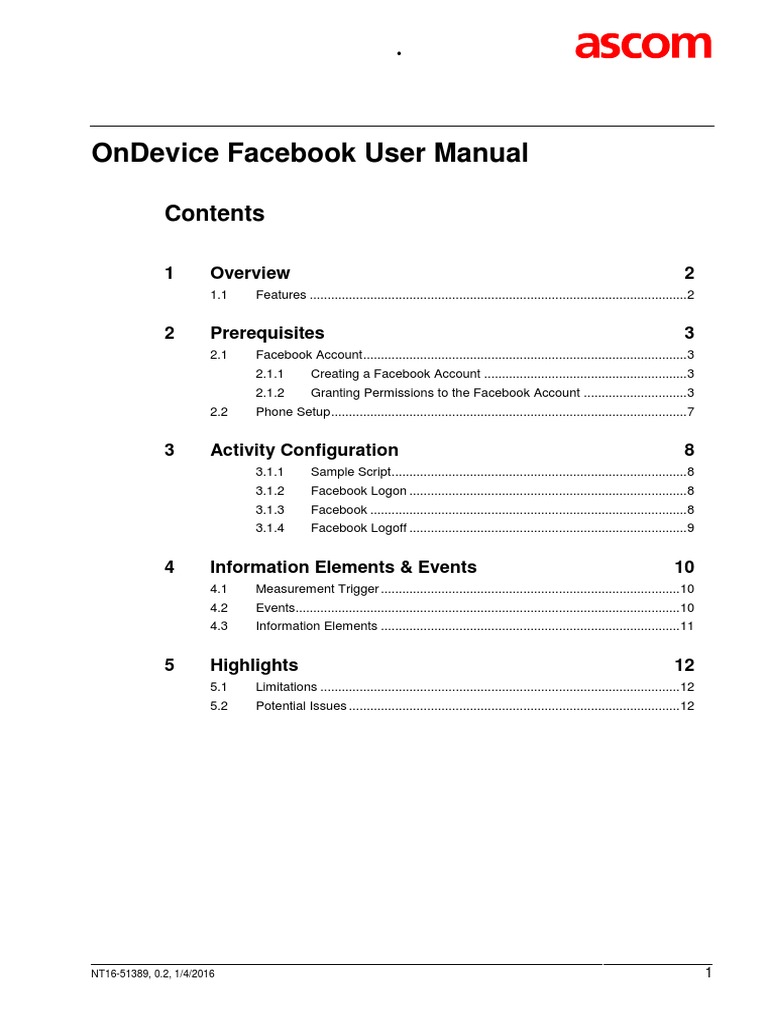 Facebook User Manual for OnDevice | PDF | Login | Facebook