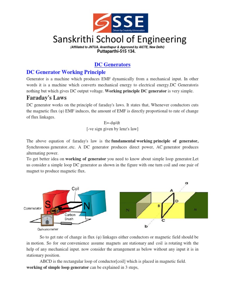 Working Principle of DC Generators | PDF | Electric Generator | Power ...