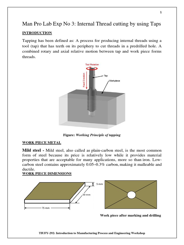Internal Thread Tapping Process Overview | PDF | Screw | Pipe (Fluid ...