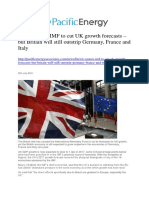 Brexit Causes IMF To Cut UK Growth Forecasts