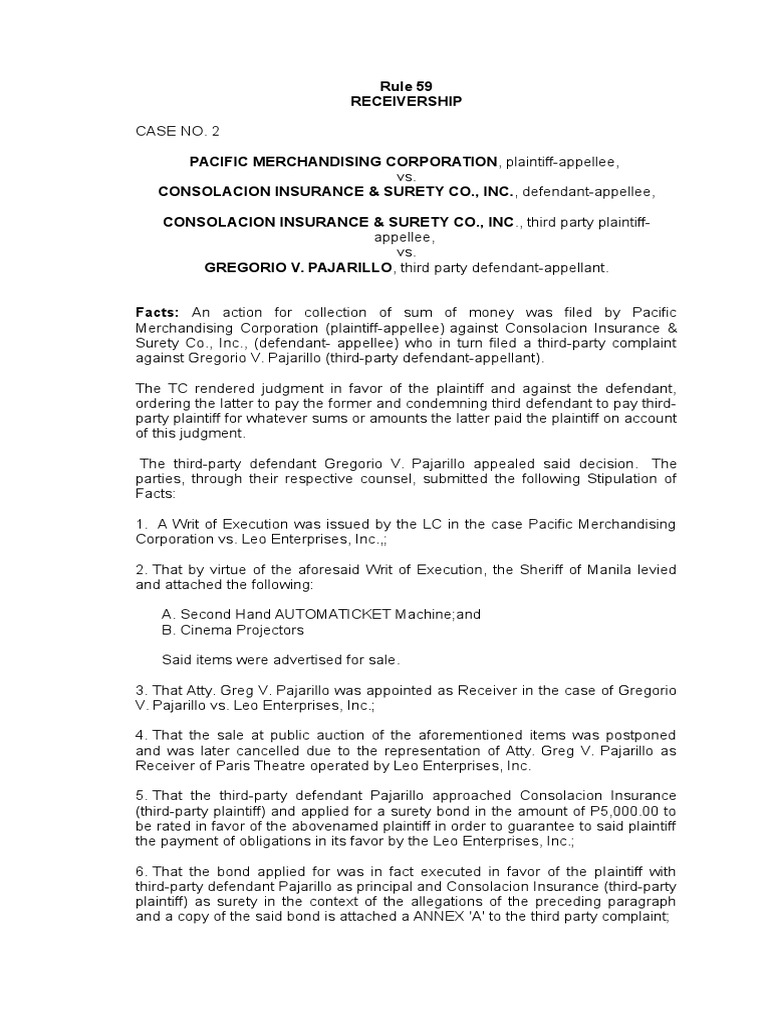 Pacific Merchandising Corp. vs. Consolacion Insurance (Rule 59) PDF