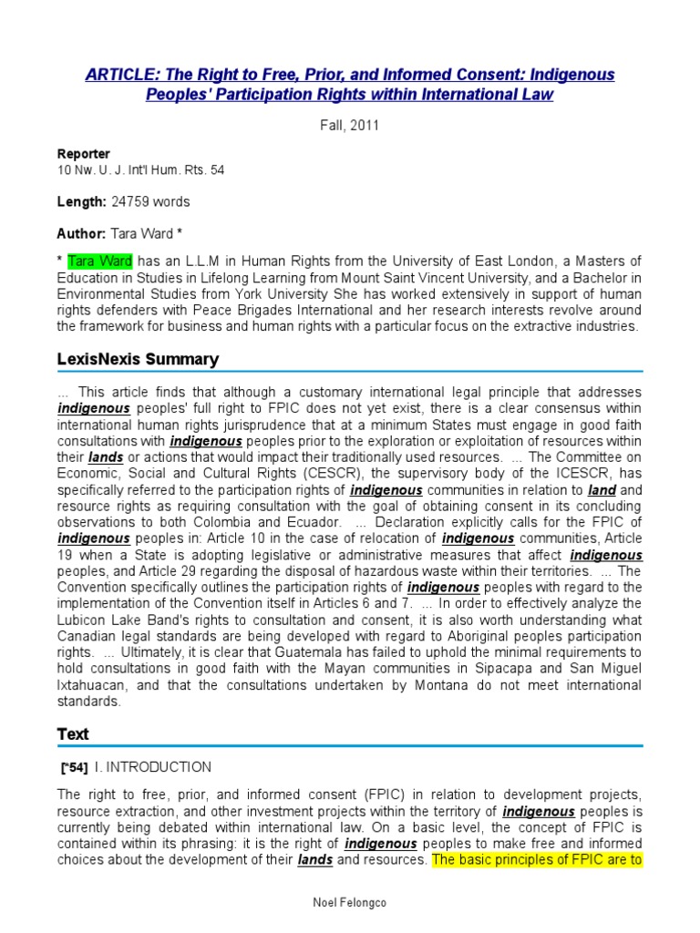 Indigenous Peoples' FPIC Rights Explained | PDF | International Labour ...