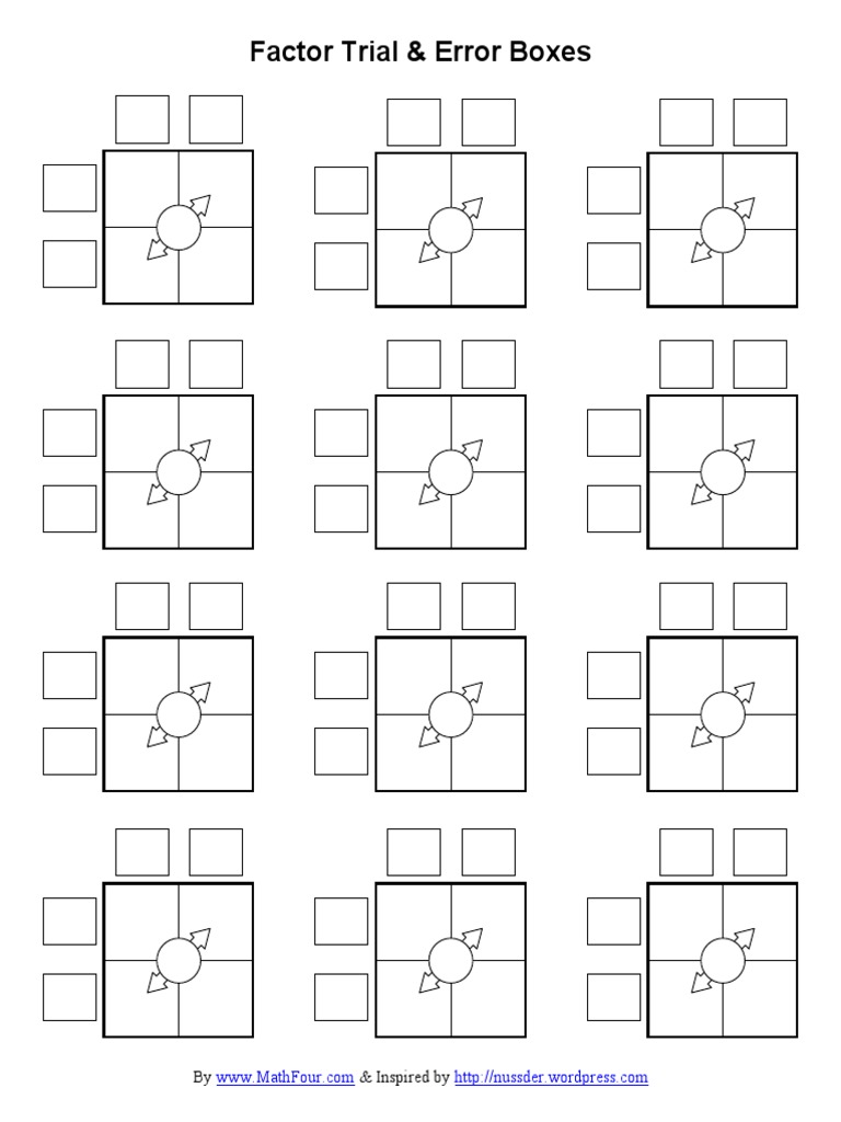 Math Four Factor Trial and Error Boxes | PDF