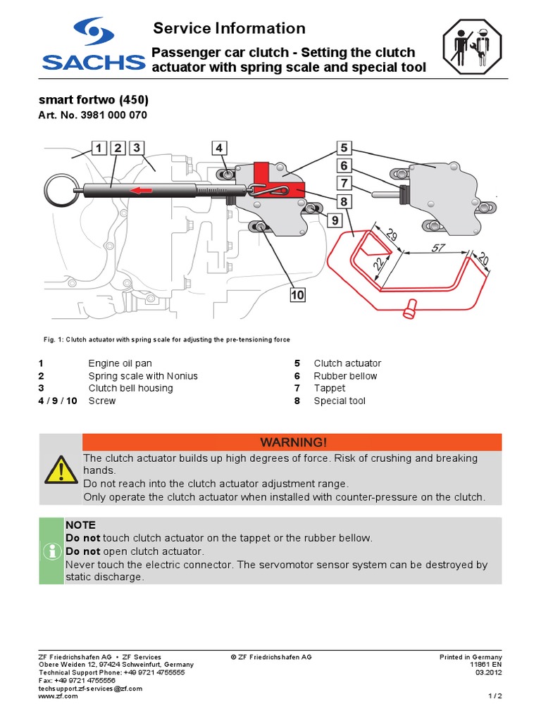 SACHS Actuator Installation, PDF, Clutch