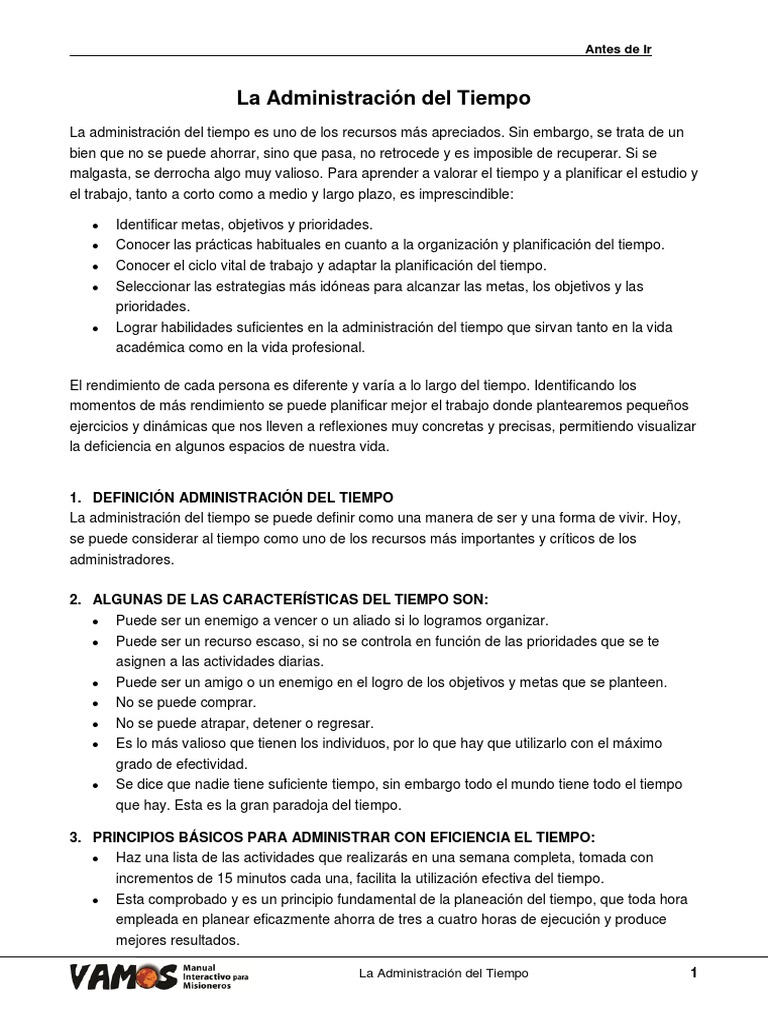 Administracion Del Tiempo | PDF | Planificación | Toma de decisiones