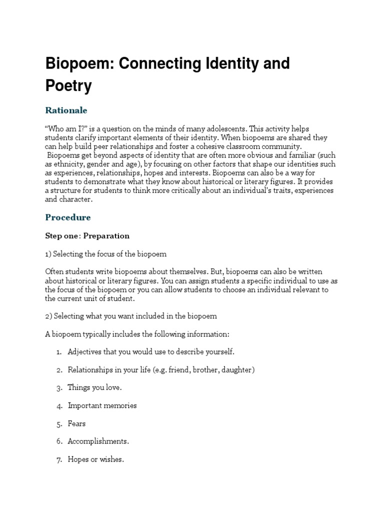 How to write a biopoem picture