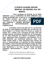 CARTA DE PORTO ALEGRE DEFINE AGENDA AMBIENTAL DA REGIÃO SUL DO BRASIL