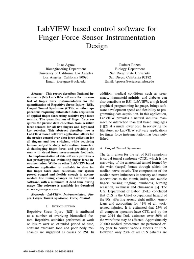 Labview Based Control Software For Finger Force Sensor Instrumentation ...