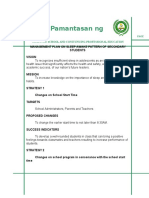 Pamantasan NG: Management Plan On Sleep-Awake Pattern of Secondary Students Vision