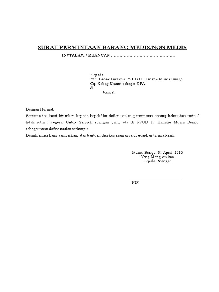 Surat Kredit Pembekal Barang-Barang