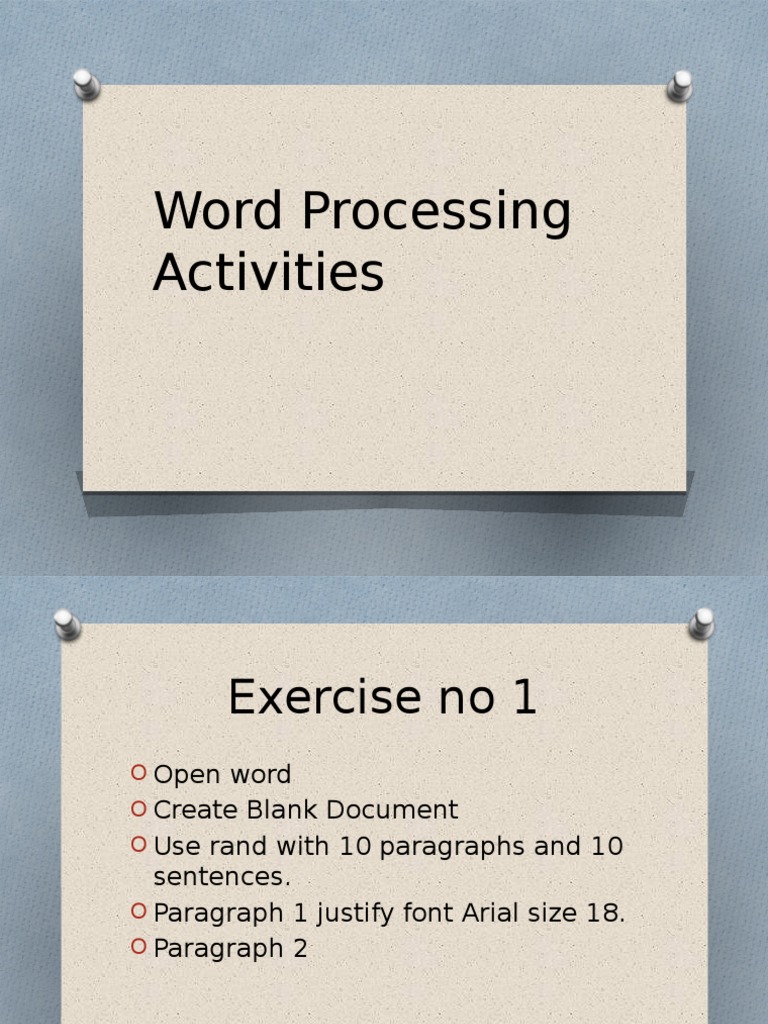 Word Processing Activities | PDF