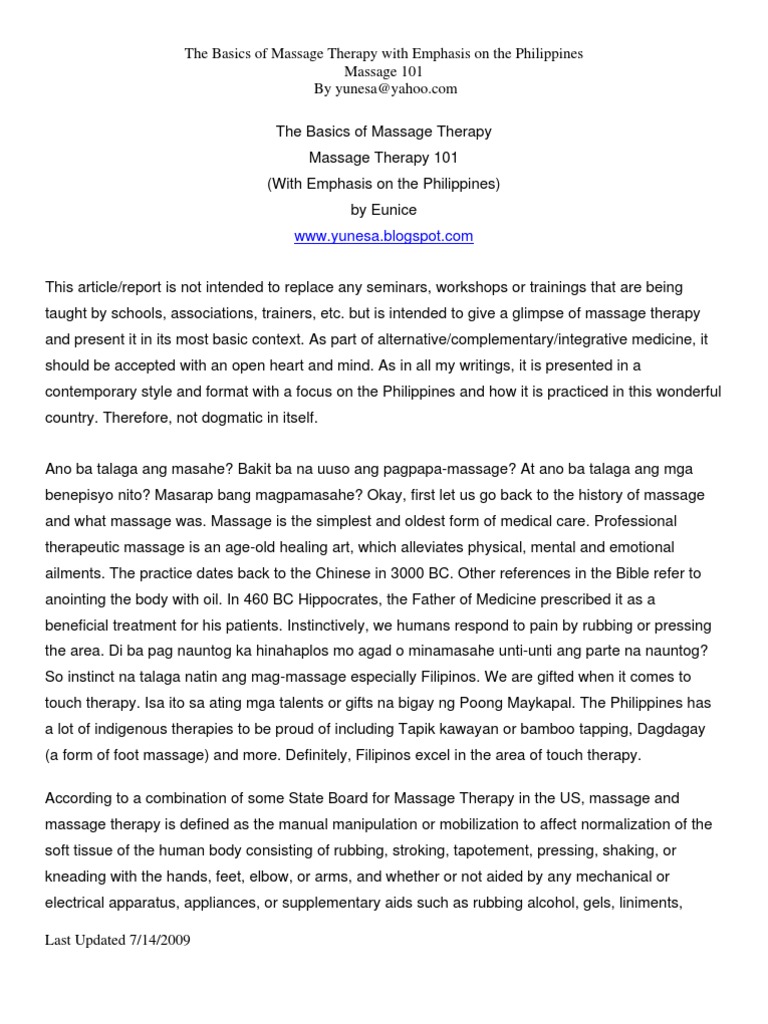 The Basics of Massage (Massage Therapy 101) Massage Hyperlink